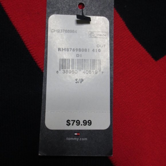 NWT TOMMY HILFIGER womens RED white BLUE sweater NAVY v-neck SIZE S/P - Picture 4 of 8
